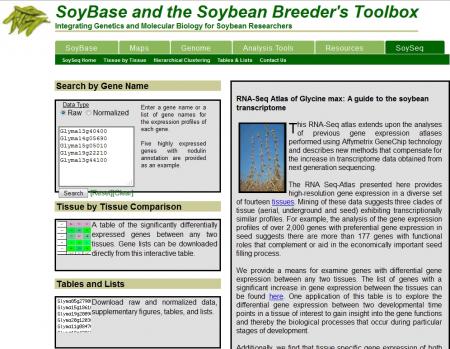 Screenshot of the soybase homepage.